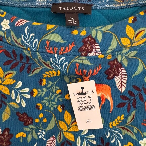NWT Talbots Quilted Sweatshirt - Woodland Ditzy - size XL - Picture 6 of 6